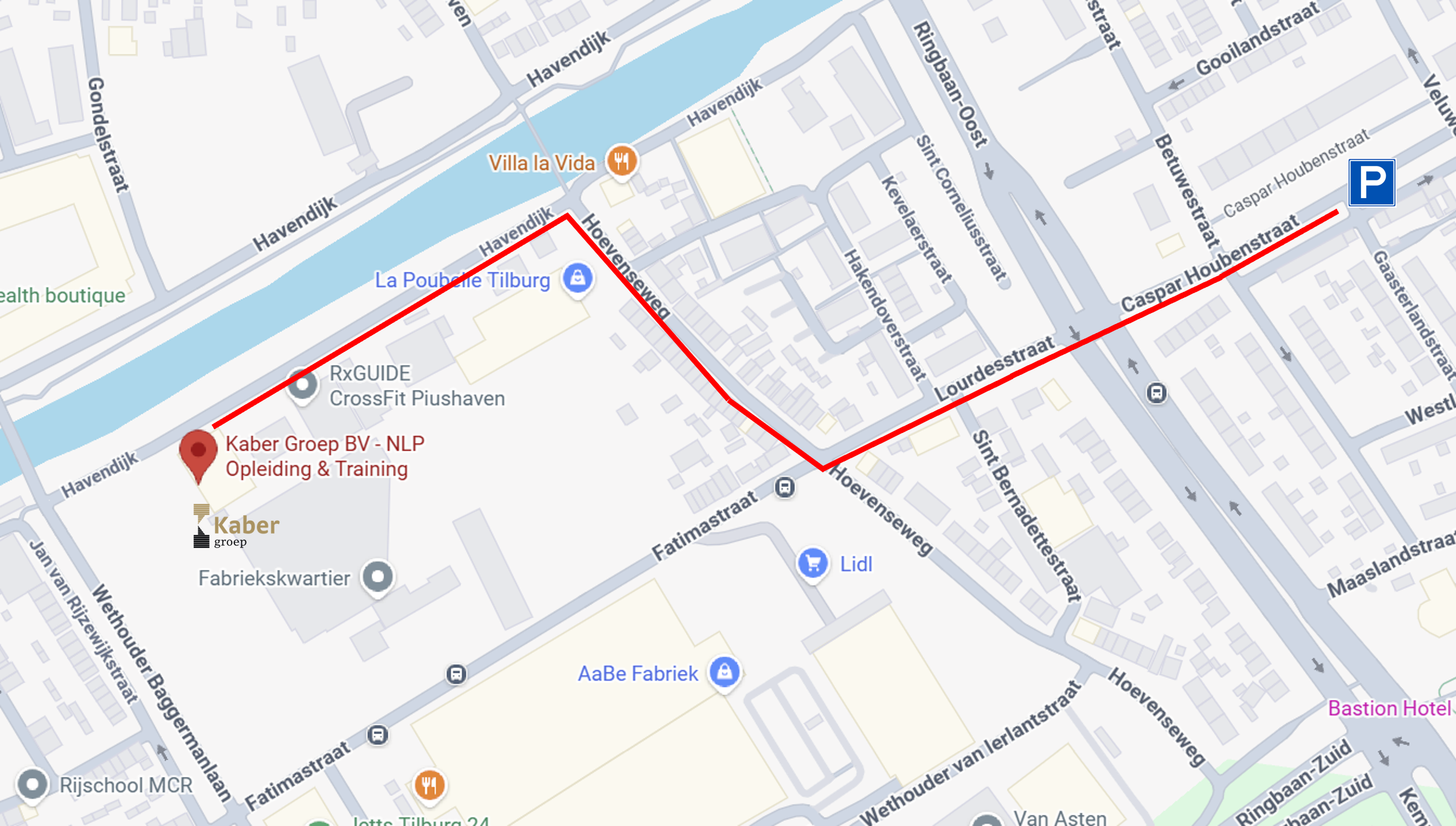 Parkeren en looproute Kaber